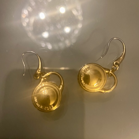 Michael Kors logo gold color hanging hook earrings - Picture 2 of 3